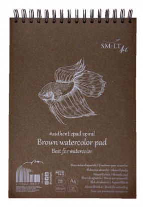 Скетчбук "Authenticbook Watercolor" Brown, 280г/м2, 24,5x18,6см, 12л, коричневая бумага на резинке